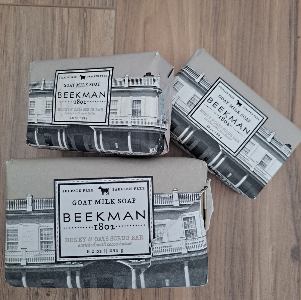 Beekman 1802 Goat Milk Soap Set of 3 Honey Oats Scrub Bars